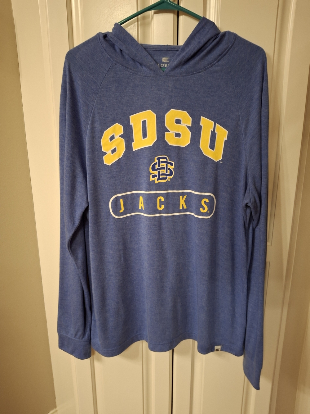 Colosseum Blue SDSU Jacks Crewneck Hoodie with Yellow Lettering